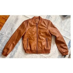 Wanderers Travel Co Bolzano Bomber Jacket Tan Cognac Leather Womens Size 10